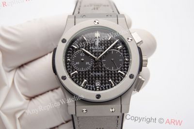 Replica Hublot Classic Fusion Chronograph Grey Strap Black Dial Watches